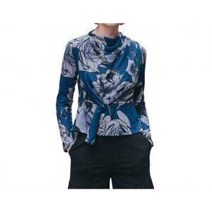 NEW CLARA SUNWOO long sleeve loop front sweater top in rose sketch